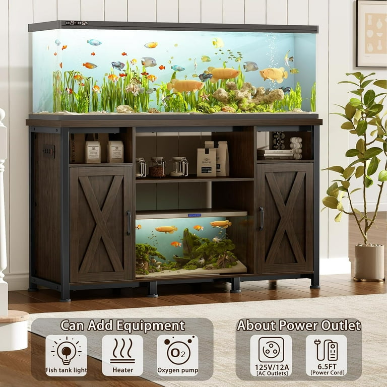 Pipleo 55 - 75 Gallon Fish Tank Stand with Power Outlets, Heavy