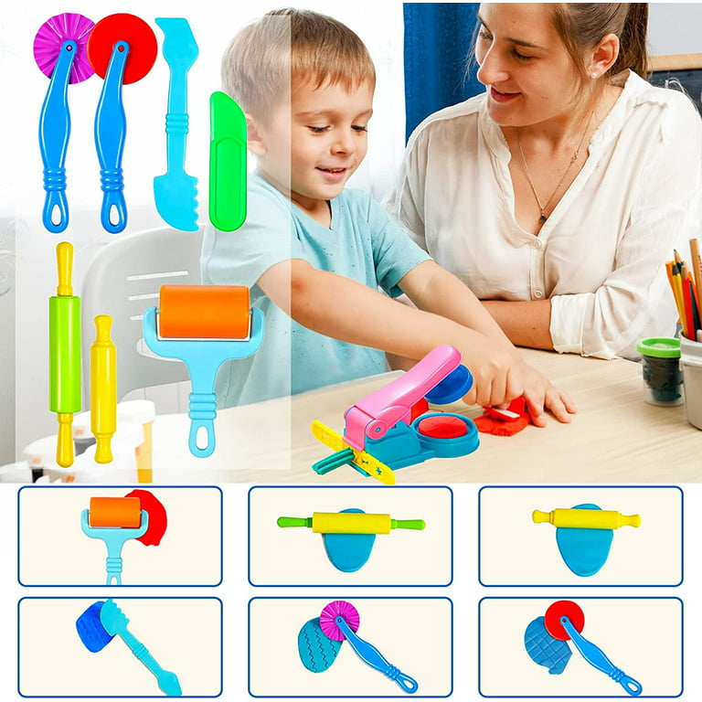 Dough Tools Set for Kids - 42PCS Playdough Toys Accessories with Stamps  Cutter Scissor Rolling Pin and Storage Box, Party Favors Set for Age 2-8