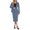 Blue, variant on Rove Studio Women 2 Piece Business Suit Set, V Neck Long Sleeve Button Blazer & High Waist Midi Pencil Skirt Solid Polyester Elegant Office Workwear Matching Outfit Dark Blue S