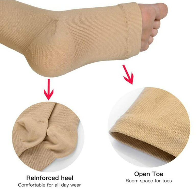 Zipper Pressure Compression Socks Support Stockings Leg - Open Toe Knee  High - 20-30mmHg - Helps Circulation, Varicose Veins, Swollen Legs 