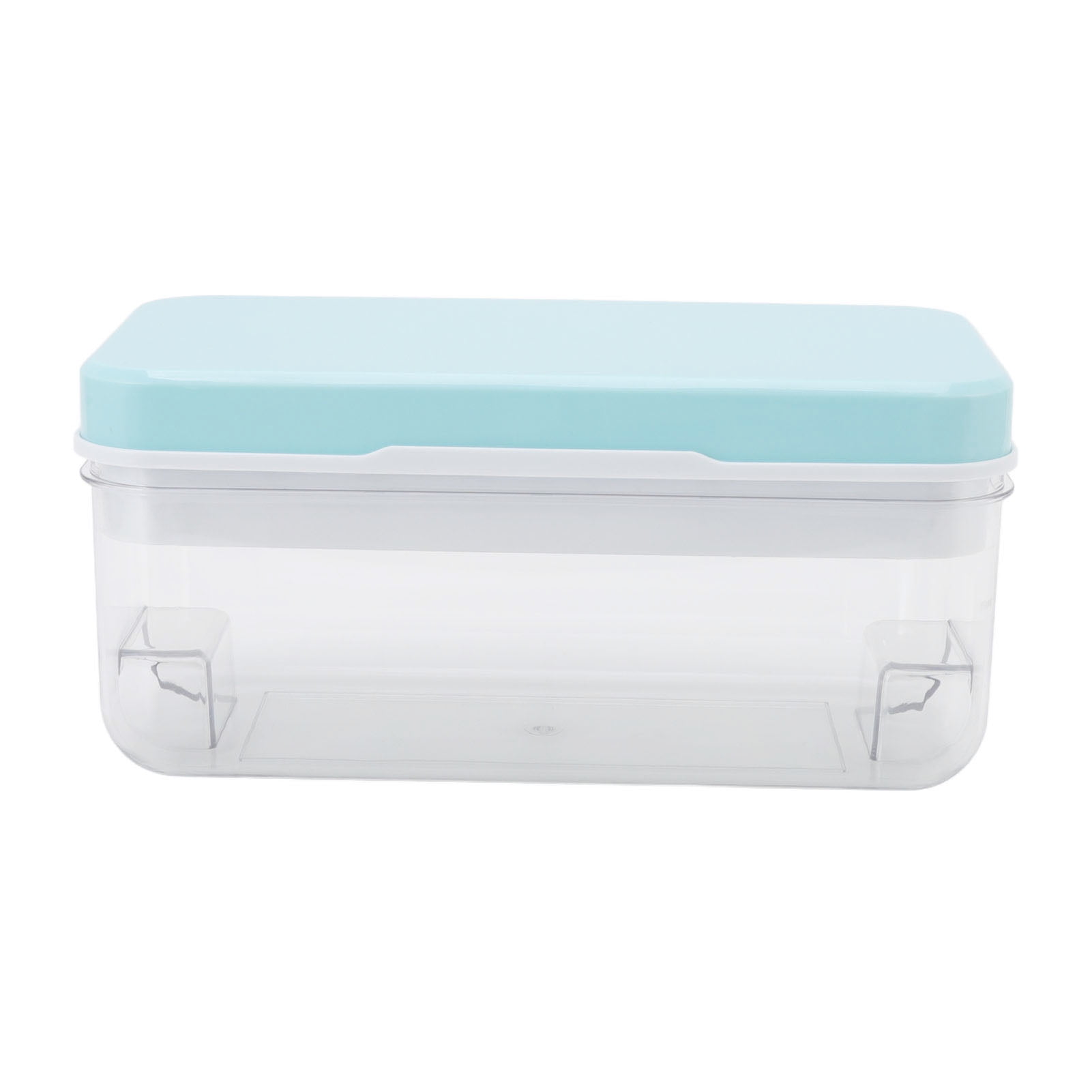 M Buder Ice Cube Tray Single Layer with Lid and Storage Box, Silicone Ice Maker Mold with Scoop for Home Kitchen, Freezer Ice Bin, Blue (10.2 x 5.3 inches / 26 x 13.5 cm)