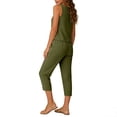 thumbnail image 4 of Womens 2 Piece Sleeveless Tops Sets Summer Outfits 2026 Two Piece Lounge Set Fashion Women Casual Solid 3/4 Pants Pockets Pants Suit, 4 of 5