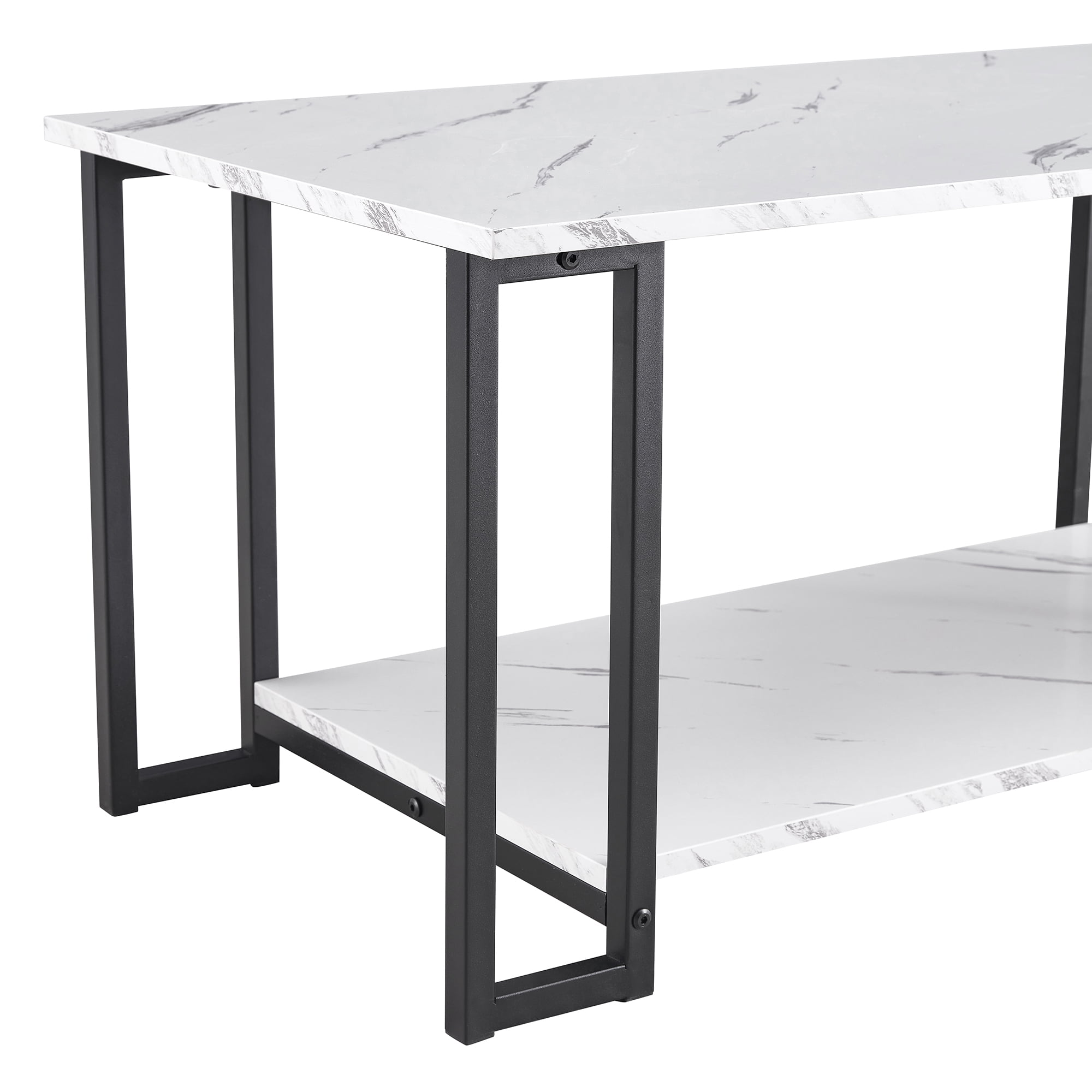 Lowestbest Coffee Table, 2 Layers, for Dining Room, Coffee Shop, Restaurant(White Top, Black Leg) Lowestbest Coffee Table, 2 Layers, for Dining Room, Coffee Shop, Restaurant(White Top, Black Leg)