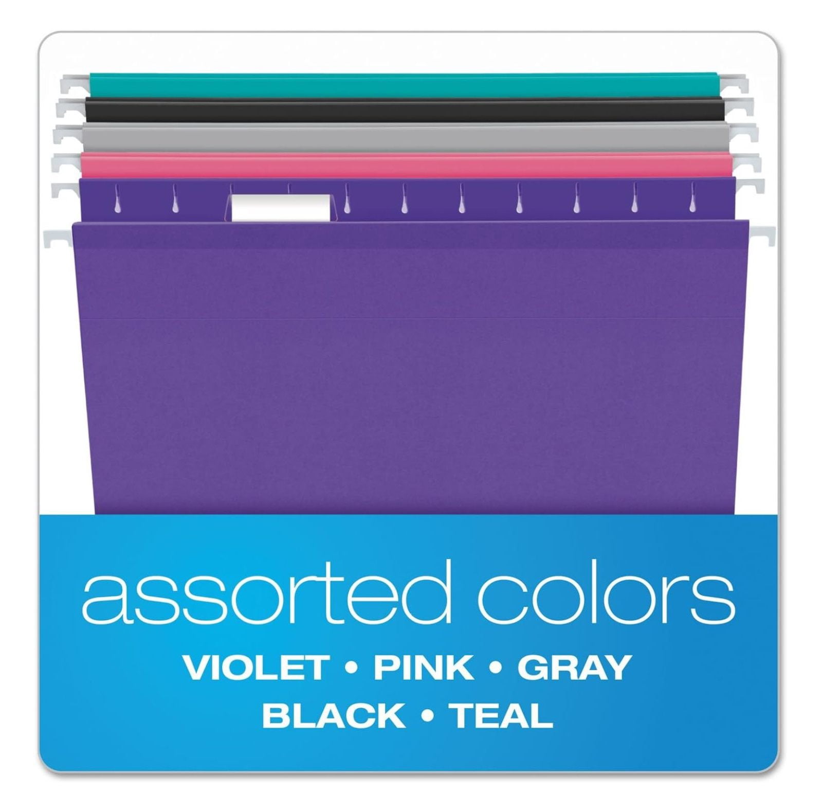 Reinforced Hanging Folders Letter Size - Pastel Colors, 25/Box - Color Coded File Folders with Tabs & Inserts - Durable Hanging File Folders for Office & Home