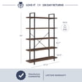 thumbnail image 2 of BELLEZE 5 Tier Modern Rustic Industrial Bookshelf - Hazel (Dark Walnut), 2 of 7