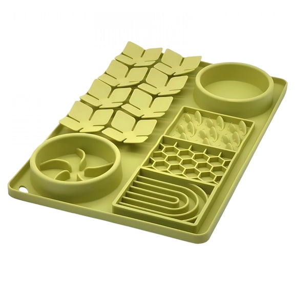 GASTROPOD Dog and Cat Lick Mat, Silicone Slow Feeder and Anxiety Relief Toy, Interactive Enrichment Pad for Bathing and Boredom, Keep Pets Busy with Treats, Green