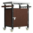 thumbnail image 4 of Outdoor Grill Cart, Stainless Steel Tabletop with Storage, Wheels & Spice Rack, Waterproof Patio Kitchen Island, Movable BBQ Serving Cart, 4 of 7