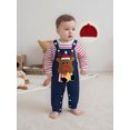 thumbnail image 3 of Spewahor Infant Baby Boys Girls Christmas Clothes Set 0 3 6 9 12 18 Months Stripe Print Long Sleeve Romper Gingerbread Man Embroidery Overall Pants and Hat 3Pcs Outfit, 3 of 9