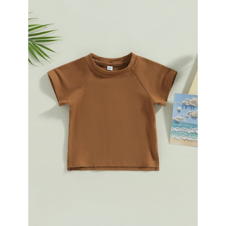 Suanret Kids Toddler Girls Boys Summer Tops Casual Solid Color