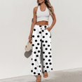 thumbnail image 6 of kaondbfi Fashion Casual Women's Wide Leg Pants High Elastic Waisted Pants Trousers with Pockets Summer Casual Pants for Women, 6 of 7