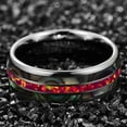 thumbnail image 3 of 8mm Men's Carmine Red Created Opal Tungsten Carbide Ring Created Opal Tungsten Carbide and Abalone Shell Wedding Engagement Ring Band Size 7 to 14, 3 of 5