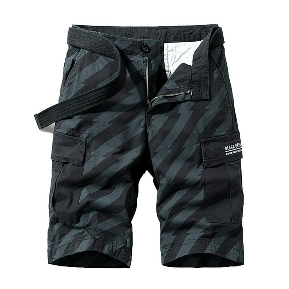 Edvintorg Striped Cargo Shorts for Men Summer Workout Shorts Men Mid-Waist Multi-Pocket Five-Piece Pants Casual Shorts Mens Clothes