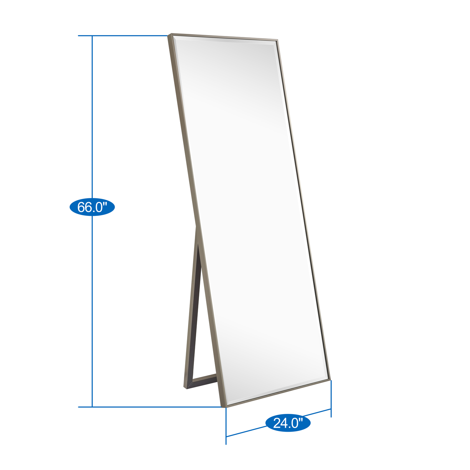 Naomi Home Modern Full Length Mirror, Large Freestanding Floor/Wall Mirror, Full Body Dressing Mirror for Bedroom, Living Room, Office - 66" x 24", Silver - image 4 of 7