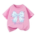 thumbnail image 2 of Amidoa Girls Short Sleeve Crewneck Graphic Summer T Shirts Cotton Casual Kids Tops Pink Size 13, 2 of 6