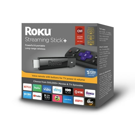Roku Streaming Stick+ 4K HDR - WITH 30-DAY FREE TRIALS OF SHOWTIME, STARZ AND EPIX IN THE ROKU CHANNEL ($25.97