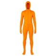 thumbnail image 5 of Rggeeun Child Orange Full Body Jumpsuit Zip Up Closure Open Face Hood Slim Fit Stretch for Halloween Workout Stylish One-Pieces,Orange,7-8 Years, 5 of 6