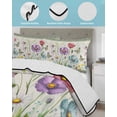 thumbnail image 3 of Full Size Quilt Bedding Set, Spring Flowers Reversible Summer Quilt 3 Pieces, Retro Boho Botanical Florals Butterfly Lightweight Bedspreads Coverlets with 2 Pillow Shams for All Seasons, 3 of 5