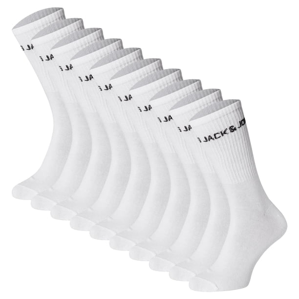 JACK&JONES Calcetines de tenis para niños, lote de 10 - JACBASIC LOGO TENNISSOCK, mezcla de algodón, logotipo Blanco 38-43