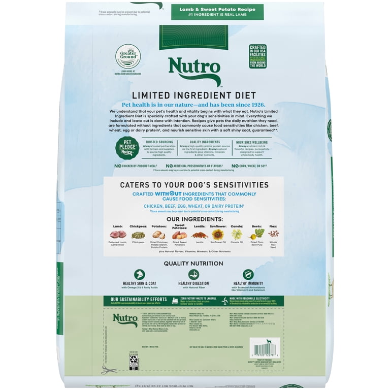 NUTRO Limited Ingredient Lamb & Sweet Potato Dog Food, 22 Lb photo 2