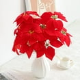 thumbnail image 5 of Poinsettia Artificial Christmas Flowers Heads Decorations Red Glitter Xmas Tree Ornaments Wreath Wedding Party Decor, 5 of 5