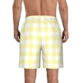 thumbnail image 3 of Naloa Lemon Yellow Checkboard Men's Beach Shorts, Surfing shorts, Swim trunks, Quick Dry Swim Trunks for Surfing Beach Fun - X-Large, 3 of 9