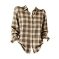 thumbnail image 4 of LIZUOJUNF Womens Button Down Flannel Shirts Long Sleeve Plaid Shackets Business Casual Blouse Top, 4 of 4