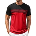 thumbnail image 2 of Qiyinn Men's Casual Regular Fit Striped Shirt Stylish Short Sleeve Crew Neck Summer Workout Tee Shirts Going Out, 2 of 9