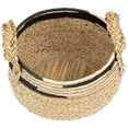 thumbnail image 3 of Northlight Set of 3 Khaki and Black Braid Weave Seagrass Storage Baskets with Handles 13.75", 3 of 6