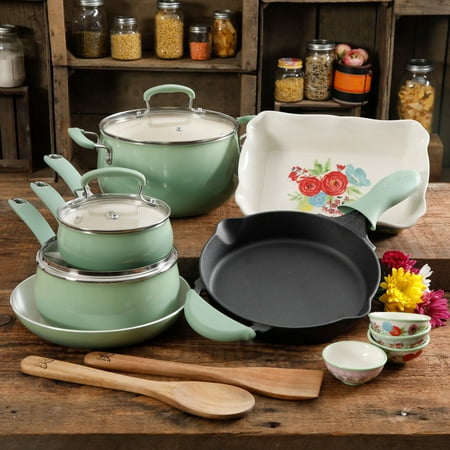 The Pioneer Woman Clara Cookware Set, 17 Piece