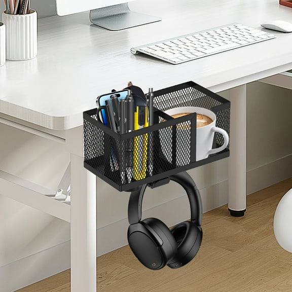 Stable Gaming Desk Cup Holder With Headphone Hanger Space Saving Multifunction Clip on Cup Holder for Water Bottle Phone and Pen