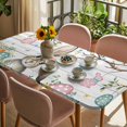 thumbnail image 3 of Gray Easter Bunny Table Cloths for 4 Foot Rectangle Tables, Spring Easter Eggs Floral Wooden Patio Waterproof Elastic Fitted Tablecloths, Washable Rectangular Table Cover for Camping, 3 of 8
