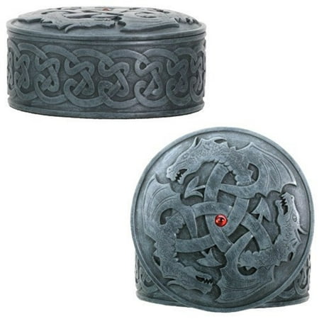 Carved Celtic Knots Dragon Fantasy Jewelry Trinket Box Storage Container New