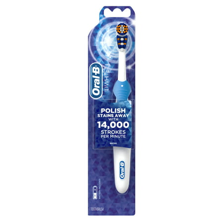 Oral-B 3D White Battery Power Electric Toothbrush, 1 Count, Colors May