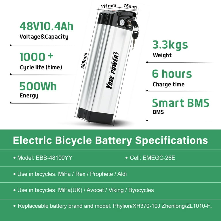 48V 13AH Silver Fish Li-ion E-bike Battery Kit 250W 350W 500W Electric  Bicycle