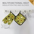 thumbnail image 4 of Yayeee Oven Mitts and Pot Holder Set of 4 Heat Resistant Kitchen Gloves Baking Hot Pad, Sunflower Cat Pattern, 4 of 5