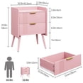 thumbnail image 2 of Mesa de noche moderna Aenuert con 2 cajones de almacenamiento, pequeña mesa de noche, mesa lateral de madera para sofá para dormitorio, estudio y espacios pequeños (Rosa), 2 of 9