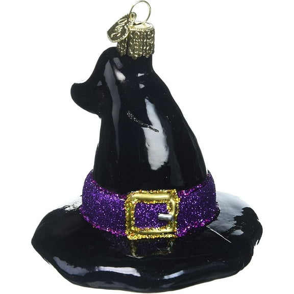 Old World Christmas Black Witch's Hat Glass Halloween Ornament 26078 FREE BOX