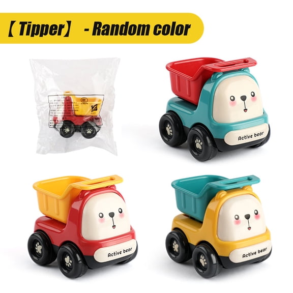 Esaierr Toddler Kids Toys Early Childhood Education Model Toy Inertia Engineering Car Cartoon Baby Model (Color Random)1PCS