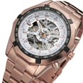 thumbnail image 3 of VIGOROSO Men's Automatic Mechanical Wrist Watch Skeleton Rose Gold Stainless Steel Watch, 3 of 5