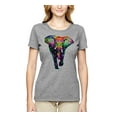 thumbnail image 2 of Colorful Rainbow Floral Elephant Animal Lover Womens Graphic T-Shirt, Heather Grey, Medium, 2 of 3