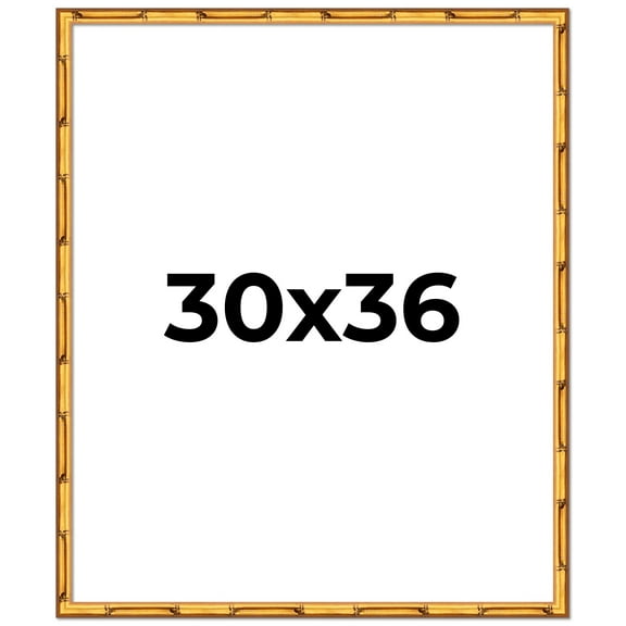 30x36 Frame Gold Bamboo Solid Wood Picture Frame | 0.75 Inch Moulding Width | Interior Frame Depth
