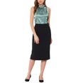 thumbnail image 2 of INSPIRE CHIC Women's Elegant Summer Pleated Mock Neck Tops Sleeveless Halter Tank Satin Blouse M Pea Green, 2 of 6