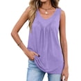 thumbnail image 2 of Women'S Tank Top Loose Fit Sleeveless Shirts V Neck Summer Ruched Tees and Tanks Curved Hem XXL, 2 of 9