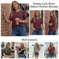 thumbnail image 7 of SUNBS Blouses for Women Short Sleeve Lace Tops Dressy Casual Tees, Sizes S-2XL, 7 of 7