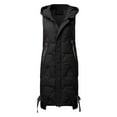thumbnail image 4 of Brnmxoke Womens Long Puffer Vest Sleeveless Hooded Quilted Fleece Puffy Vests Winter Warm Padded Gilet Full Zip Jacket Down Coats with Pockets, 4 of 5