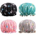 thumbnail image 1 of Gorro de ducha impermeable, 4 piezas Gorro de ducha reutilizable Gorro de ducha elástico de doble capa para mujeres Niñas Ducha Spa Salón (4 colores) Multicolor 27 cm, 1 of 5