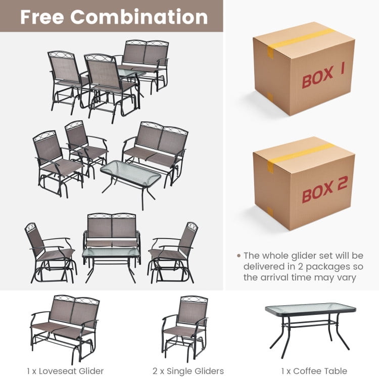 Aimee Lii 3 Pieces Outdoor Patio Furniture for Porch, Backyard, Sturdy, Brown