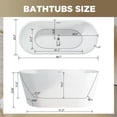 thumbnail image 6 of Barara King Modern Soaking Bathtub,Bathtub, 59" Acrylic Freestanding Bathtub, Stand Alone Soaking Tub, Glossy White Acrylic, Toe-tap Chrome Drain, 6 of 15