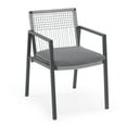 thumbnail image 2 of Black Aluminum Frame Outdoor Patio Dining Chairs with Grey Cushions (2-Pack), 2 of 9
