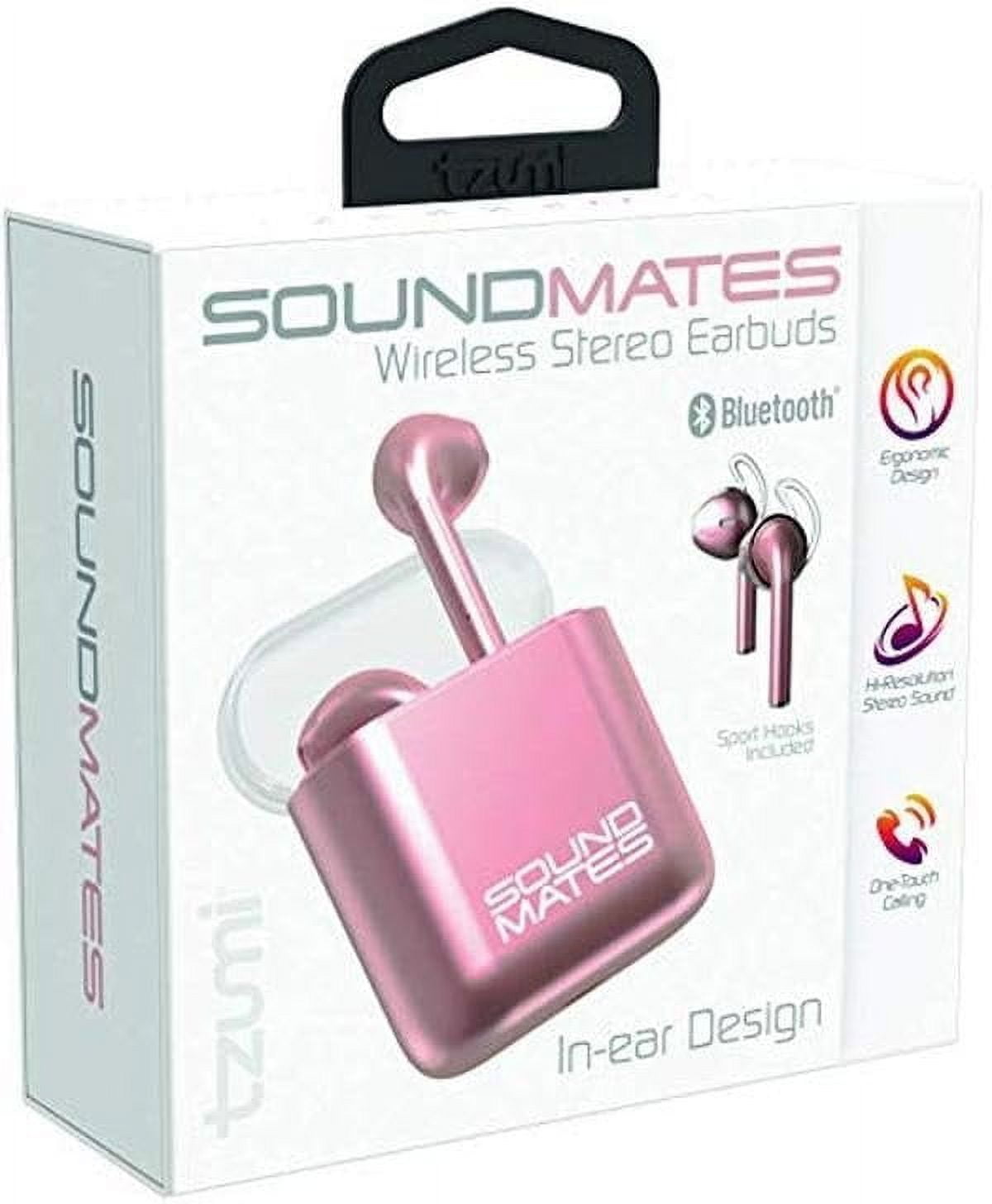 Tzumi 6290RG Sound Mates Earbuds with Wireless Charging, Rose Gold